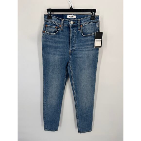 RE/DONE NWT 90's High Rise Ankle Crop in Classic Faded Blue // 26 - Picture 2 of 12